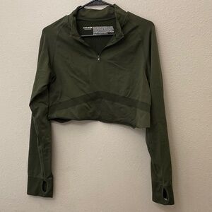 Victoria Secret PINK Green Cropped Track Jacket Sz XL